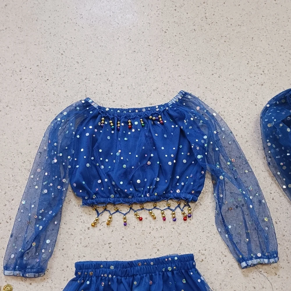 Astage Kids Girls Indian Belly‎ Dance Costume Sequins Coin Tassel Sz S (3/5)